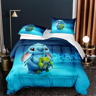 China New Customized Designers Durable Cartoon Style Dot Printing Velvet Comforter Sets Warmth Velvet Filling Luxury Soft Bed Set 3Pcs for sale