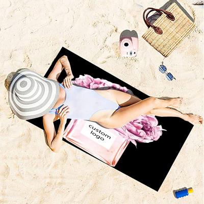 China 100% custom made luxury logo print beach towel low MOQ design microfilament beach towel brand child safe custom made for sale