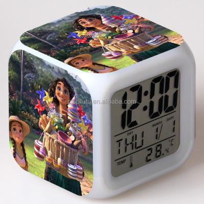 China Hot Selling Children's Sublimation Masks LED Seven Color Changing Digital Alarm Clock For Student for sale