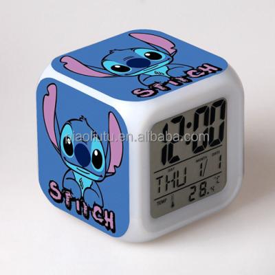 China Children's Dot Cartoon Characters 7 Color Changing Custom Digital Alarm Clock Glowing Led For Student Gift for sale