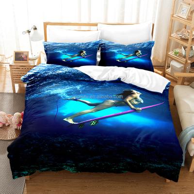 China Anti-static Warm 3D Home Textile Bedspread Bedding Set Surfing Equestrian Sports Design Bed Sheets Duvet Bedding Luxury Bamboo Skiing Set for sale