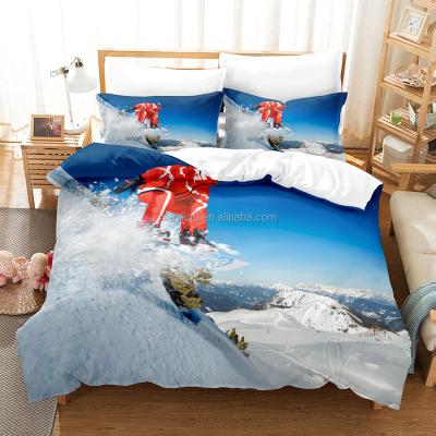 China New Anti-Static 3D Home Textile Bedspread Bedding Set Surfing Equestrian Sports Design Bed Sheets Duvet Bedding Luxury Bamboo Skiing Set for sale