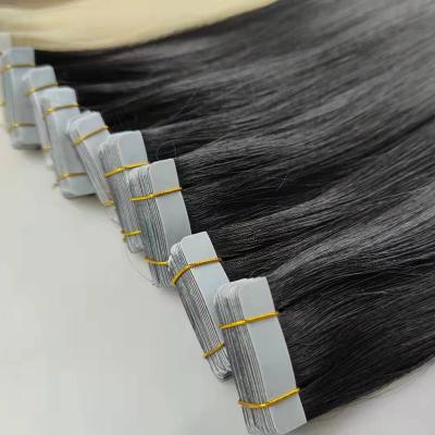 China Soft And Smooth Full Head Tape In Invidible Human Hair Extension Black Raw Tape Hair Extension for sale