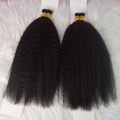 China Indian Soft Raw Straight Hair 4c i Tip Curly Hair Extensions I-Tip India Curly Straight for sale