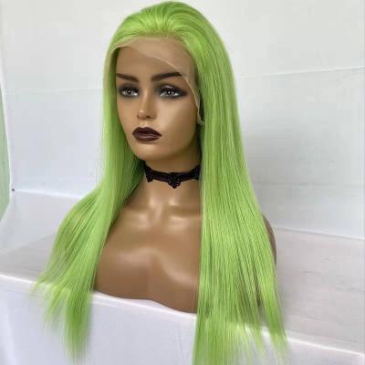 China Pre Plucked Natural Hairline 1 Piece Pre Plucked Colored Wigs For Women Green Color Lace Wigs for sale