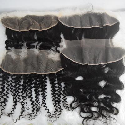 China Pre Plucked Raw Unprocessed Indian Remy Natural Hairline Lace Closures Indian Remy Hair Bundles With Film Transparent Deep Wave HD Curly Lace Frontal Closure for sale