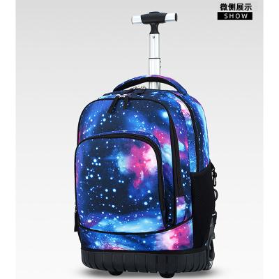 China Waterproof Backpack Trolley Bag Moving Roller Rolled Backpack For School Kids for sale