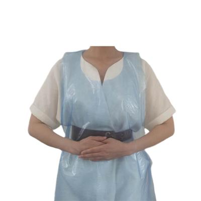 China Custom Made Apron Industrial High Quality Thickened Plastic Blue Waterproof Kitchen Canteen Oil Resistance Apron Disposable Protective Gloves PE for sale