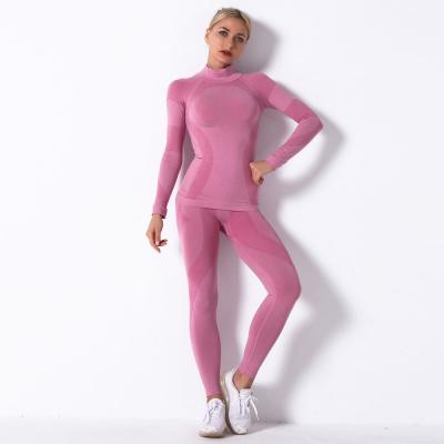 China 2021 Hot Sale 2Pcs Women Gym Suit Women Breathable Fitness Sets Fitness Clothing Women Gym Clothing Long Sleeve Yoga Set for sale