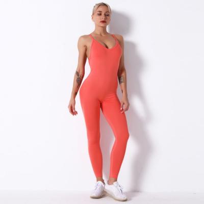 China Seamless Breathable Women Gym Sets Sleeveless Gym Clothing Yoga Set With Padded Back Strap Sport Crossover Sets Yoga Jumpsuit Fitness Rompers for sale