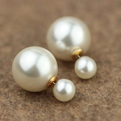 China Women's Delicate Punk Stud Earrings Pearl Ear Stud Bilateral Earrings For Women Jewelry Korean Wholesale Buckle Girl Gifts Jewelry for sale