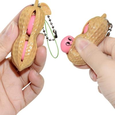 China Wholesale Plastic Bean Pod Key Chain Pea Sensory Pods Dwarf Anti Squeeze Bean Squeeze Bubble Kids Key Chain Pea Shake Key Chain Toys for sale