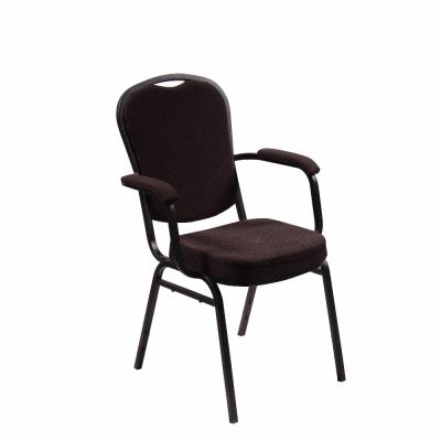 China Stacking Cheap Discount Wedding Hotel Church Banquet Chair With Armrest for sale