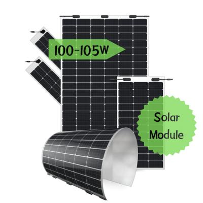 China RV Yacht Solar System Factory Hot Sale Mwt Modules black Flexible Cell Panel Solar Module for sale