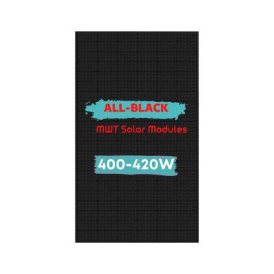 China High efficiency 400 watt 405W 410W 415W 420W Hight Efficient Home Roof All Black Pv Module MWT Photovoltaic Mono Crystalline Solar Panels for sale