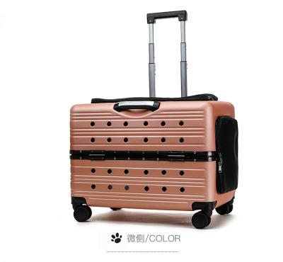 China New Pet Air Bag PC Large Wheel Pet Trolley Crate Universal Dog Living Box Dog Take Out Carry Bag for sale