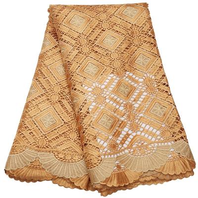 China 2801 2022 New Styles Viable Wholesale Two Tone Guipure Cord Lace Fabric African With Water Soluble Stones For Nigerian Specific Occasion for sale