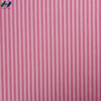 China High Quality Stripe 65% Color Stripe 65% Polyester 35% Cotton Pink White Warp Knitted Jersey Fabric For Shirt for sale