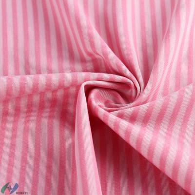 China Shrink-Resistant Knitted Fabric Factory Selling Breathable Pink White Plain Dyed 65% Polyester 35% Cotton Warp Knitted Wide Stripe For Shirts for sale