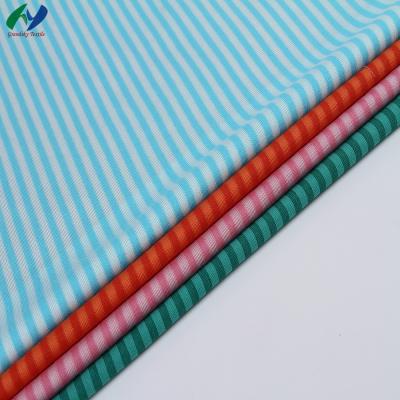 China Shaoxing Textile Shrink-Resistant Warp Knitted Polyester Cotton Custom Color Striped Dress Shirt Fabric for sale