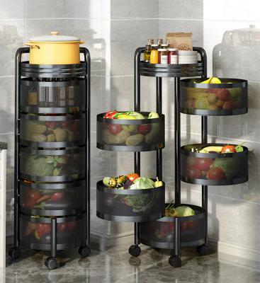 China High Quality Multi-Function Vegetable Mobile Racks Viable Floor Standing Kitchen Storage Racks And Fruit Hollow Basket Storage Racks for sale