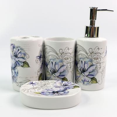 China Sustainable Eco - Friendly Bathroom Accessories Set 2021 Hot Sale Decorate Bathroom Set 4 Pieces for sale