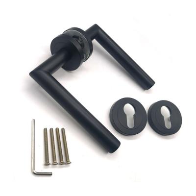 China China Supply Modern Outdoor High Security Custom Size Reliable Design L Shape Door Lever Handle Set Black With Lock Inside for sale