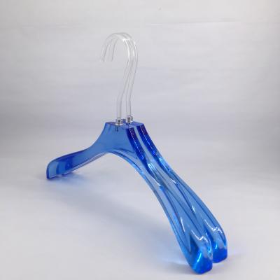 China YC Durable Blue Wide Shoulder Acrylic Coat Hangers Eco - Friendly Acrylic Coat Hanger for sale