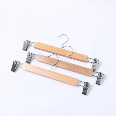 China YC Durable/Eco-friendly/Anti-slip 33*12cm Wholesale or Customization Two Staples Wooden Trouser Hangers for sale