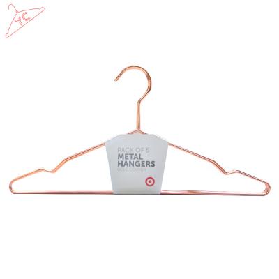 China Durable China Supplier YC Plated Finish Rose Gold Copper Metal Clothes Hanger With Groove for sale