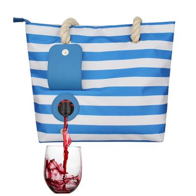 China Fashionable Yzora Waterproof Beach Tote Bag Wine Bottles Wine Purse with Hidden Spout and Insulated Compartment for sale