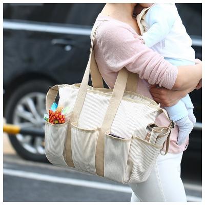 China New Design Yzora New Design Large Capacity Cotton Tote Multifunctional Outdoor Waterproof Baby Diaper Baby Diaper Bag for sale