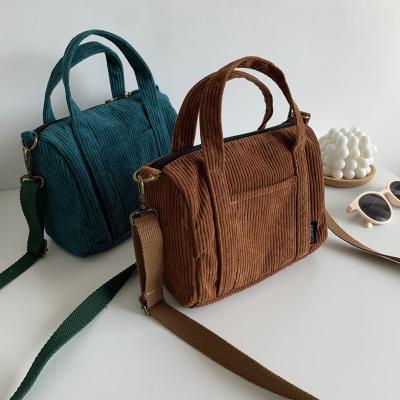 China 2022 New Arrival Fashion YZORA Boston Vintage Brown Corduroy Women Mini Cross - Body Shoulder Bag Tote Bags For Ladies for sale