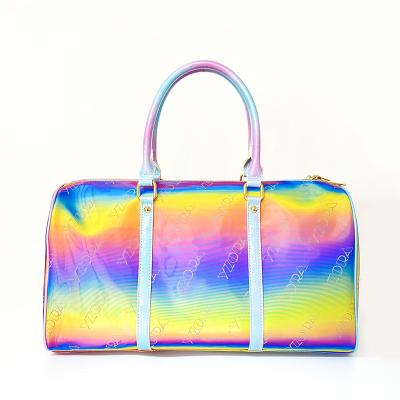 China Waterproof/Shine Laser YZORA Customized New One Logo TPU Luxury Shoulder Travel Bag Waterproof Shine Colors Laser Travel Luggage Duffel Bag For Women for sale