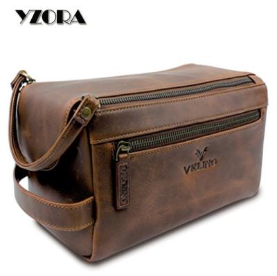 China Comfortable Handmade Unisex Genuine Leather Travel Dopp Kit Toiletry Bag Grooming and Shaving Kit for sale