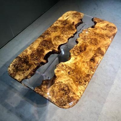 China (Size) (Size) Adjustable Warm Natural Wood For Dining Table Live Edge Wooden Table Top Epoxy Resin River Table for sale