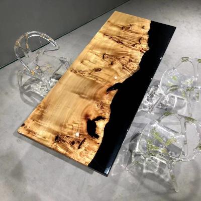 China (Size)Hot Sale Solid Superior High Quality Adjustable Live Edge Epoxy Black Poplar Wood Table Top Burl Wood Resin Wood Desk (Size)Adjustable for sale