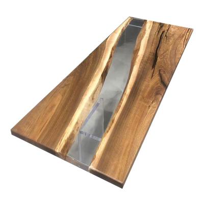 China Solid wood (height) river table slab table wholesale price epoxy resin table top adjustable clear resin table for sale