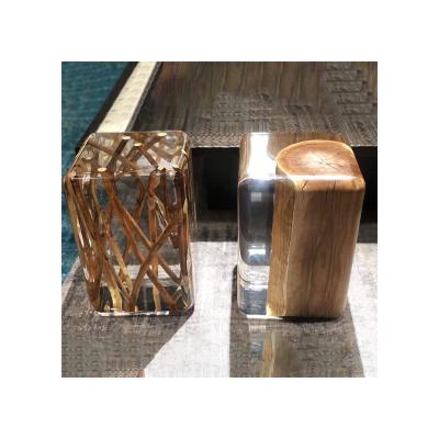 China Adjustable (height) (height) Hot-selling Epoxy Resin Modern Adjustable Transparent Home Decoration Wooden Pillar for sale