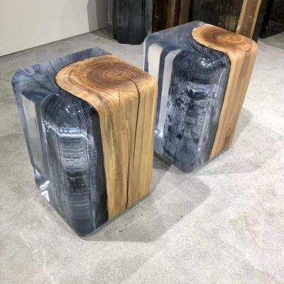 China Hotel Room Handmade Furniture Epoxy Resin Luxury High Quality Solid Wood Stool for sale