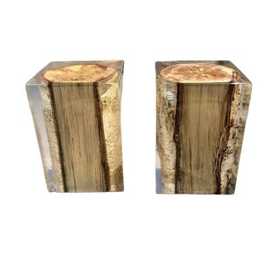 China 2022 New Handmade Creative Solid Wooden Epoxy Resin Stool Chairs Or Side Table for sale