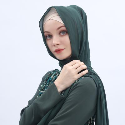 China Long Ready To Ship Hot 22 Color Factory Price Women Wear Women's Warm Muslim Chiffon Hijab Scarf Solid Color Head Scarf for sale