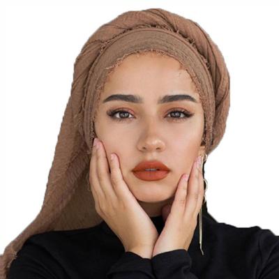 China Long 2021 Fashionable New Style Plain 64 Colors Crinkle Cotton Women African Muslim Hijab Scarf And Shawls For Ladies for sale