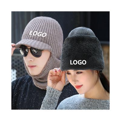 China Breathable People's Velvet Thicken Warm Knitted Ski Hats Scarf Soft Knit Beanie Skullies Beanie Caps Fall Winter Neck for sale