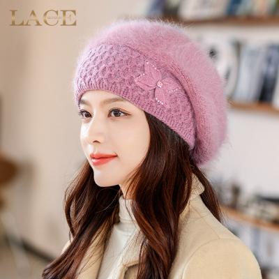 China New Lady Winter Rabbit Hair COMMON Hat Beanie Hats Thickened Warm Rabbit Hair Beret Knitted Hat For Women for sale