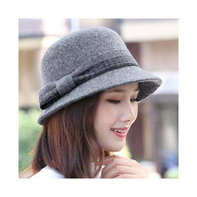 China Top Felt Hats Women Felt Hats Autumn Winter Dobby Bucket Fadora Hats Wool Woolen Warm Outdoor Circle for sale