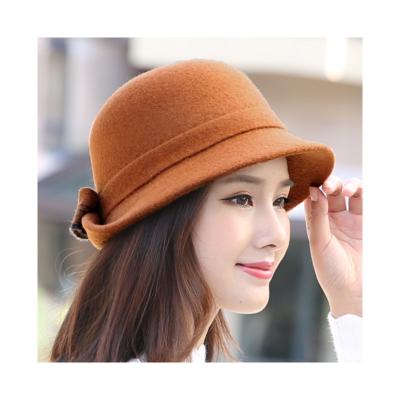 China Outdoor felted hat women hats ladies flowers autumn winter image woolen hats warm warm fisherman basin wool hat for sale