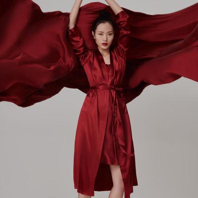 China Wholesale 100% Pure Silk Women's Satin Long Robes QUICK DRY Silk Pajamas Set Sleepwear for sale