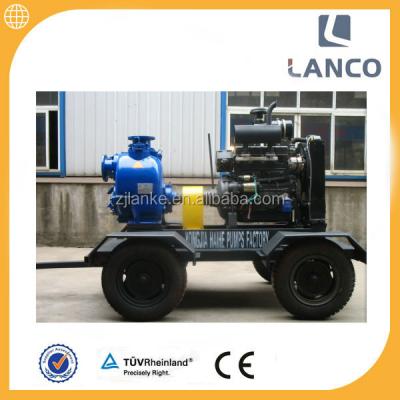 China Sewage Lanco Mark P 6 Inch Self Priming Motor Centrifugal Trailer Mounted Waste Pump for sale