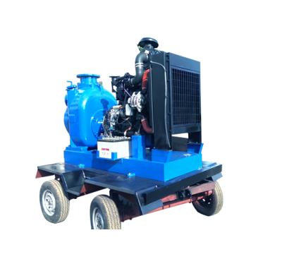 China Commercial Buildings 8 Inch Four Wheel Trailer Mounted Diesel Self Priming Centrifugal Water Pump for sale